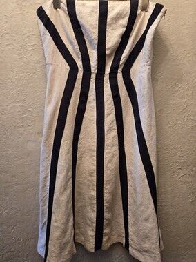 Kenar 100% Linen Strapless Fit & Flare Dress Size 6 Neutral Midi